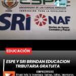 La Escuela Politécnica del Ejército (ESPE), junto con el Servicio de Rentas Internas (SRI) y el Núcleo de Apoyo Contable y Fiscal (NAF), impulsa un proyecto que brinda asesoría contable y tributaria gratuita a emprendedores y personas naturales.