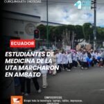 📍 Ambato, Tungurahua. Estudiantes de la carrera de Medicina de la Universidad Técnica de Ambato (UTA) realizaron una marcha por las calles de la ciudad para exigir respuestas sobre el futuro de su formación académica.