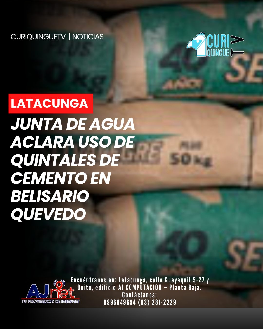 Los directivos de la Junta de Agua de Riego de la parroquia Belisario Quevedo se pronunciaron sobre la utilización de los quintales de cemento que habrían sido entregados por el Gobierno Provincial de Cotopaxi.