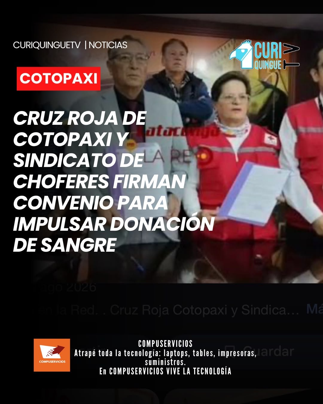 La Cruz Roja de Cotopaxi y el Sindicato de Choferes Profesionales de Cotopaxi realizaron la firma de un convenio con el objetivo de fortalecer el proyecto de donación voluntaria de sangre. La iniciativa busca promover la participación ciudadana y contribuir al abastecimiento de sangre para quienes requieren transfusiones.