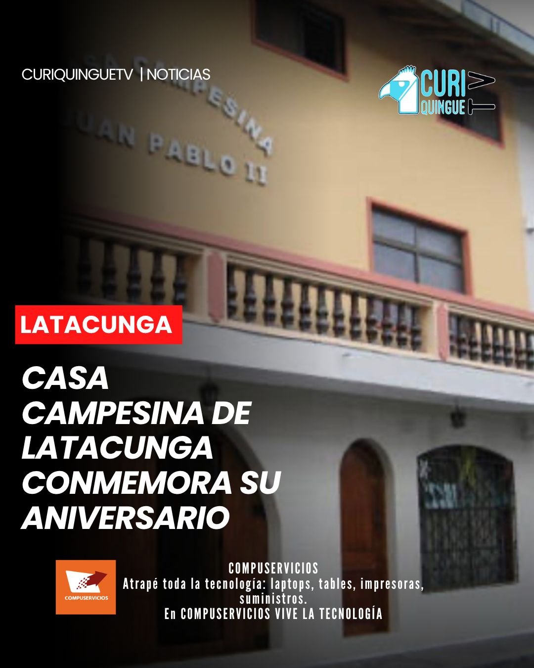 La Casa Campesina de Latacunga se encuentra de aniversario. Su director informó que no se realizarán actos especiales por esta fecha, debido a que la prioridad es continuar brindando atención y apoyo a las personas de bajos recursos económicos que acuden a esta institución.