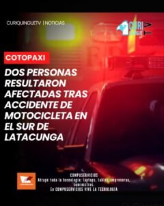 El hecho se registró en el sector sur de la ciudad, donde dos personas que se movilizaban en una motocicleta perdieron el control y terminaron contra la calzada. El incidente generó la atención de organismos de emergencia, quienes acudieron al lugar para brindar la asistencia correspondiente.
