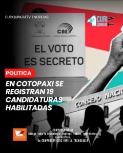 Hasta la presente fecha, en la Delegación Electoral de Cotopaxi se han registrado 19 candidaturas habilitadas y dos objeciones. Desde el organismo electoral se informó que el proceso en la provincia avanza de acuerdo con el calendario establecido.