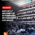 Este 1 de septiembre inició el nuevo año lectivo en la región Sierra y Amazonía. De acuerdo con las cifras anunciadas, alrededor de un millón 700 mil estudiantes y más de 100 mil docentes forman parte del regreso a clases en este nuevo periodo académico.