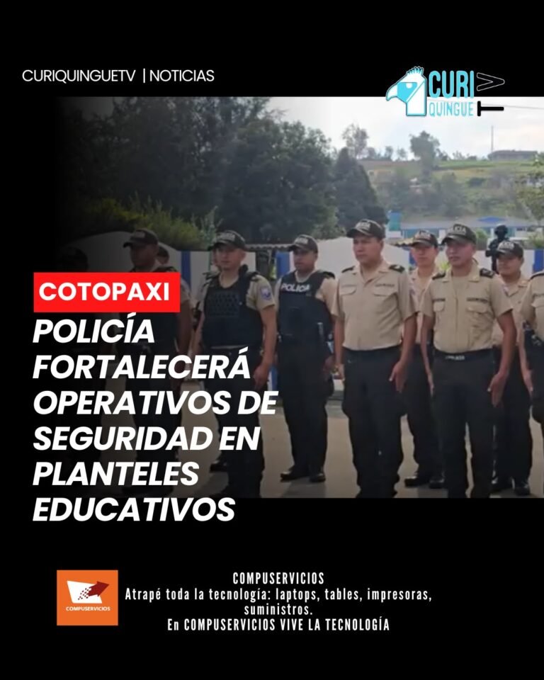 El jefe de Policía del Distrito Latacunga dio a conocer que se implementarán controles en cada una de las instituciones educativas del cantón, con el propósito de reforzar la seguridad y prevenir cualquier situación que pueda afectar a los estudiantes dentro y fuera de los establecimientos.