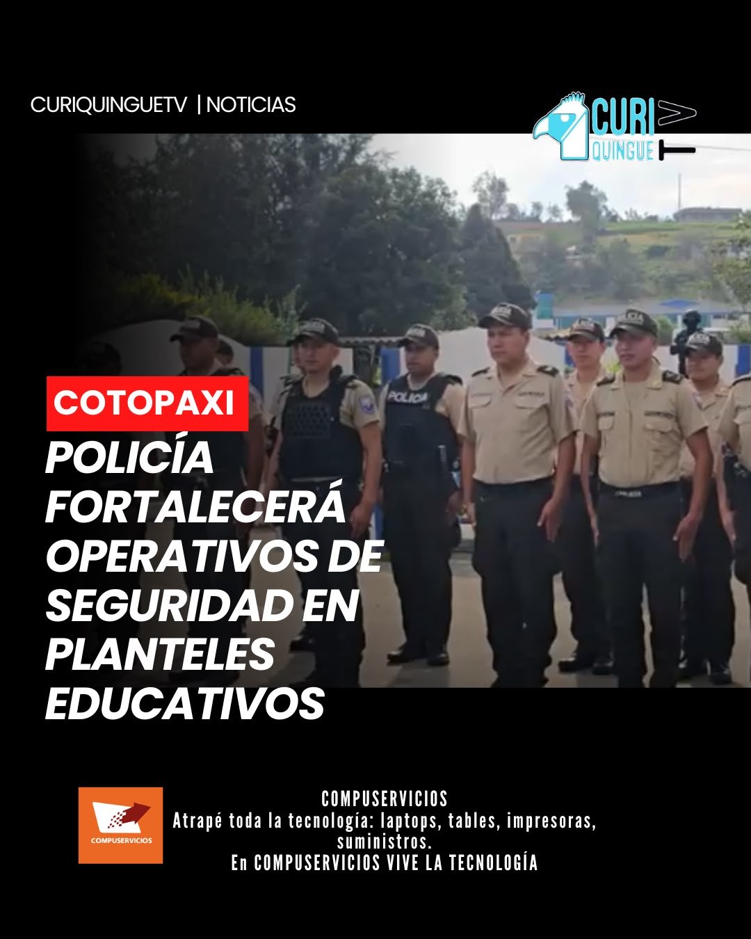 El jefe de Policía del Distrito Latacunga dio a conocer que se implementarán controles en cada una de las instituciones educativas del cantón, con el propósito de reforzar la seguridad y prevenir cualquier situación que pueda afectar a los estudiantes dentro y fuera de los establecimientos.