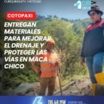 🚧🌧️ El Gobierno Provincial de Cotopaxi entregó 220 quintales de cemento y varillas en la comunidad de Maca Chico, perteneciente a la parroquia Poaló.