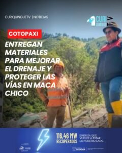 🚧🌧️ El Gobierno Provincial de Cotopaxi entregó 220 quintales de cemento y varillas en la comunidad de Maca Chico, perteneciente a la parroquia Poaló.