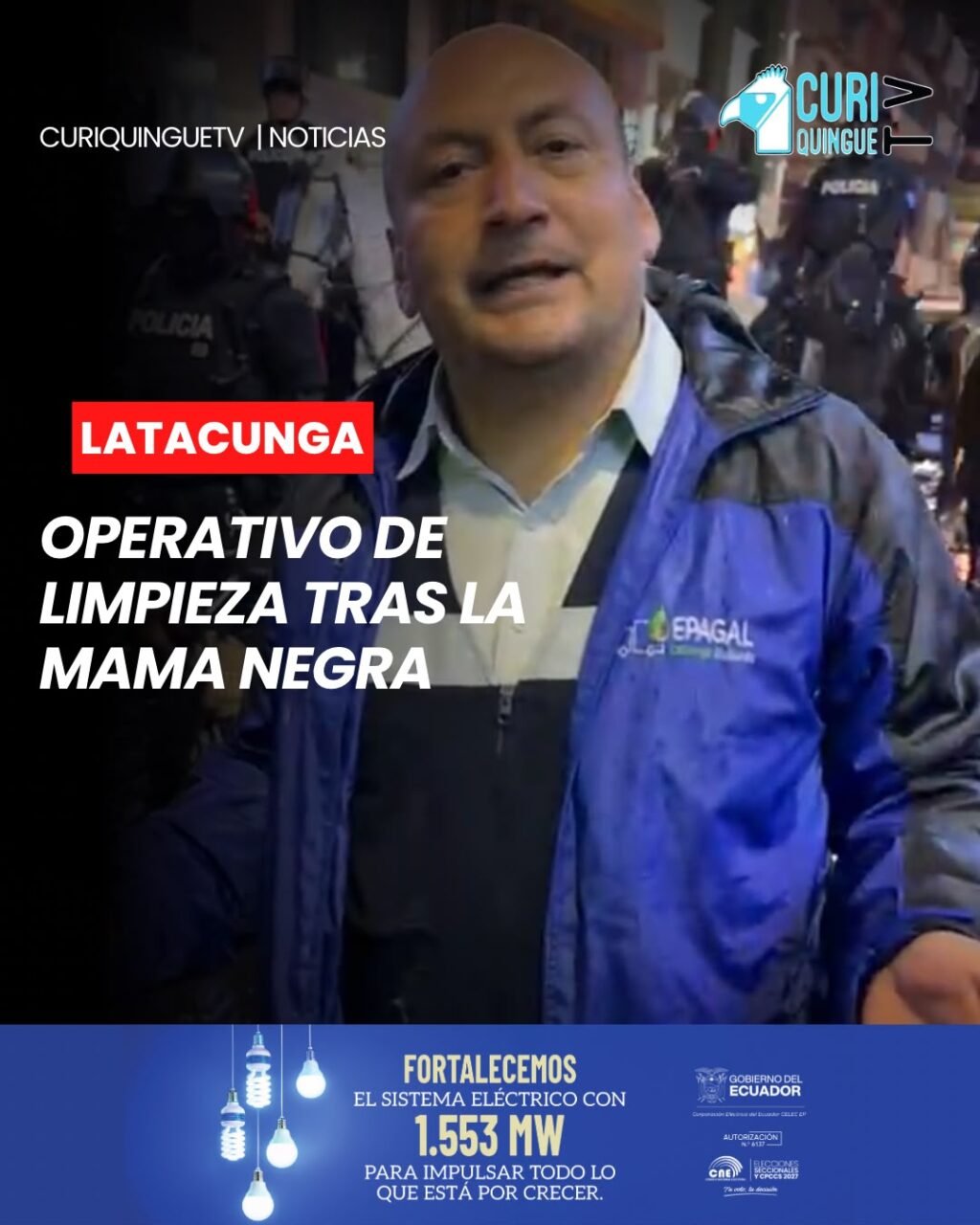 El gerente de EPAGAL dio detalles sobre el trabajo de limpieza que se desarrollará una vez concluido el recorrido de las comparsas de la Mama Negra. El objetivo será retirar los residuos generados durante la jornada y mantener las calles de la ciudad en condiciones adecuadas.