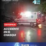 Un accidente de tránsito se registró en el sector El Chasqui. De manera preliminar, el exceso de velocidad y la calzada mojada estarían entre las posibles causas del percance. En la zona existe señalización que advierte a los conductores sobre la necesidad de reducir la velocidad; sin embargo, se insiste en la importancia de conducir con precaución, especialmente bajo condiciones climáticas adversas.