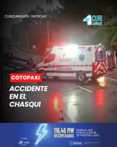 Un accidente de tránsito se registró en el sector El Chasqui. De manera preliminar, el exceso de velocidad y la calzada mojada estarían entre las posibles causas del percance. En la zona existe señalización que advierte a los conductores sobre la necesidad de reducir la velocidad; sin embargo, se insiste en la importancia de conducir con precaución, especialmente bajo condiciones climáticas adversas.