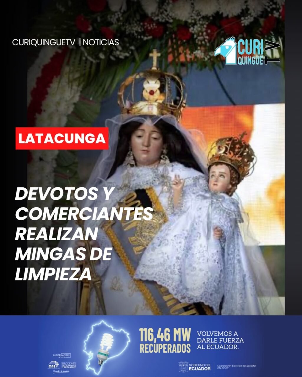 Con el objetivo de mantener limpios y en buenas condiciones los espacios públicos, las asociaciones de devotos y comerciantes de los sectores de La Merced y El Salto, en coordinación con el PAGAL, desarrollan mingas de limpieza previo a las festividades de la Mama Negra.