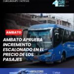 📈 El Concejo Municipal de Ambato resolvió incrementar el precio de los pasajes del transporte público. El aumento se aplicará de manera escalonada, con el objetivo de permitir una adaptación progresiva de los usuarios.