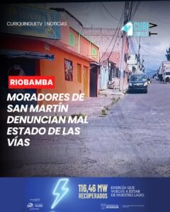Los presidentes del barrio San Martín denunciaron públicamente el estado de abandono en el que se encontrarían las vías del sector, específicamente en la intersección de las calles Brasil y Bolívar Chiriboga Vaquero.