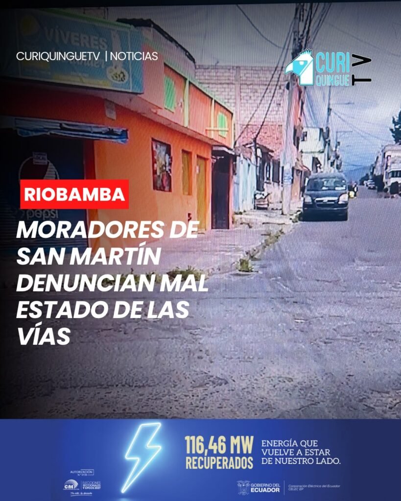 Los presidentes del barrio San Martín denunciaron públicamente el estado de abandono en el que se encontrarían las vías del sector, específicamente en la intersección de las calles Brasil y Bolívar Chiriboga Vaquero.