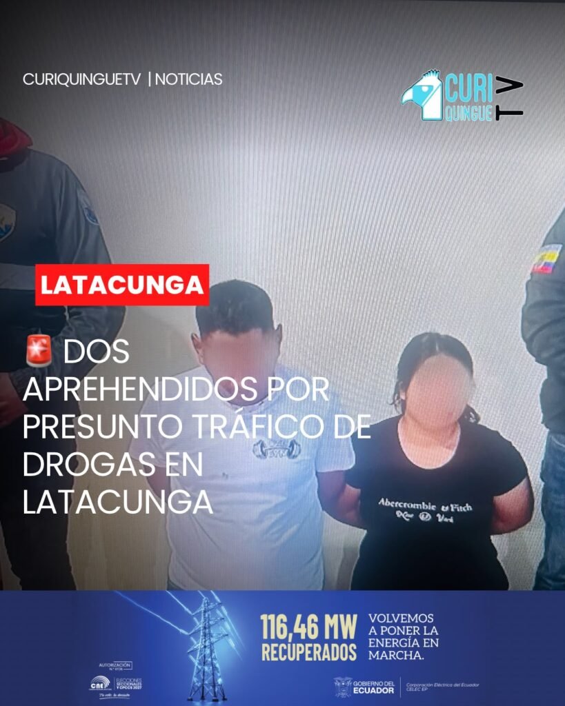A través de la operación “Cero Impunidad”, la Jefatura de Investigación Antidrogas de la Subzona Cotopaxi informó sobre la aprehensión de dos personas, presuntamente vinculadas al tráfico ilícito de sustancias catalogadas sujetas a fiscalización.
