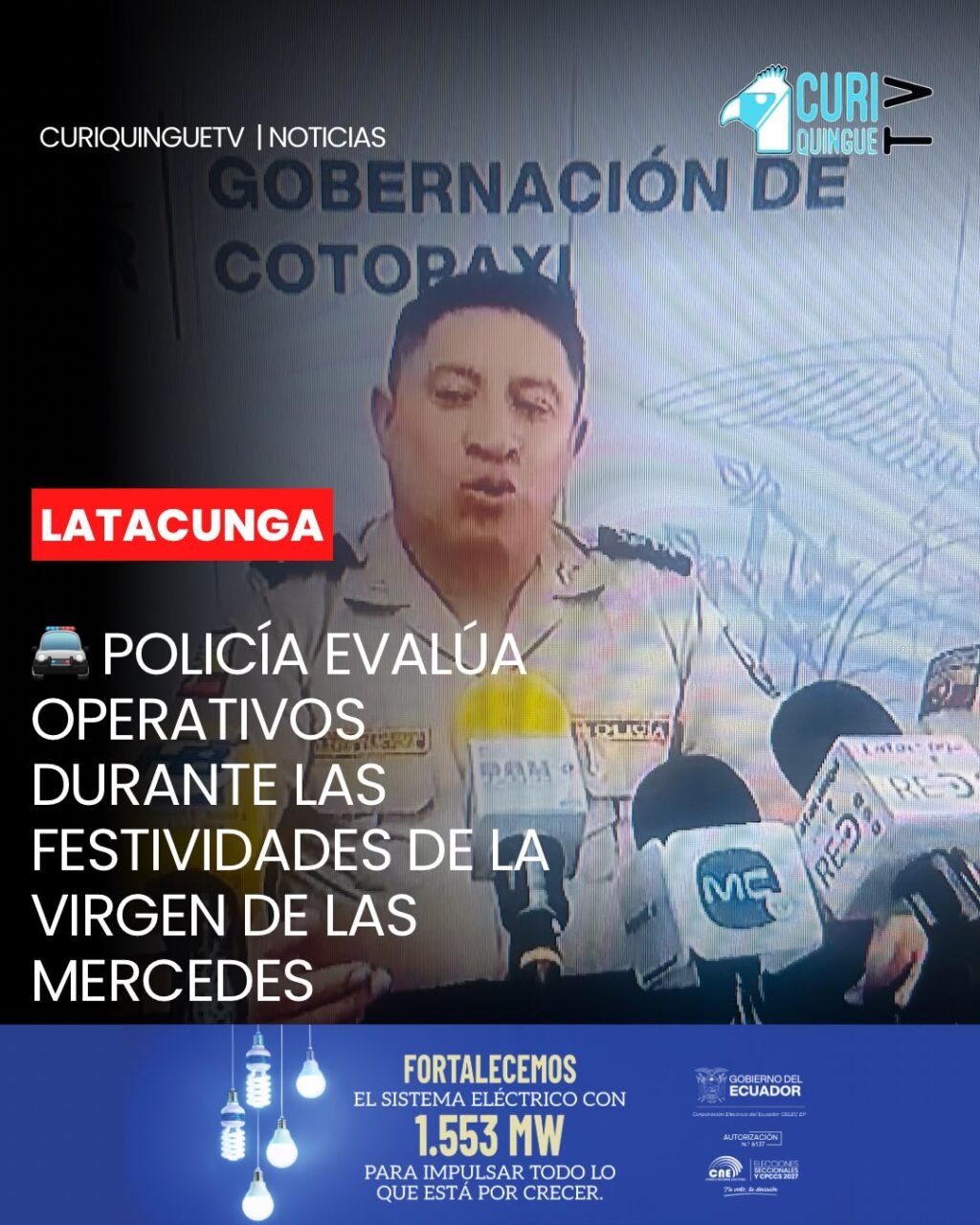 El comandante de la Subzona Cotopaxi, coronel Edison Rodríguez, realizó una evaluación de las operaciones de seguridad ejecutadas durante las festividades en honor a la Virgen de las Mercedes, desarrolladas por las asociaciones de La Merced y El Salto, en Latacunga.
