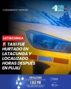 Un vehículo tipo taxi fue hurtado la tarde de este martes 6 de octubre en una lavadora ubicada en el centro de Latacunga.