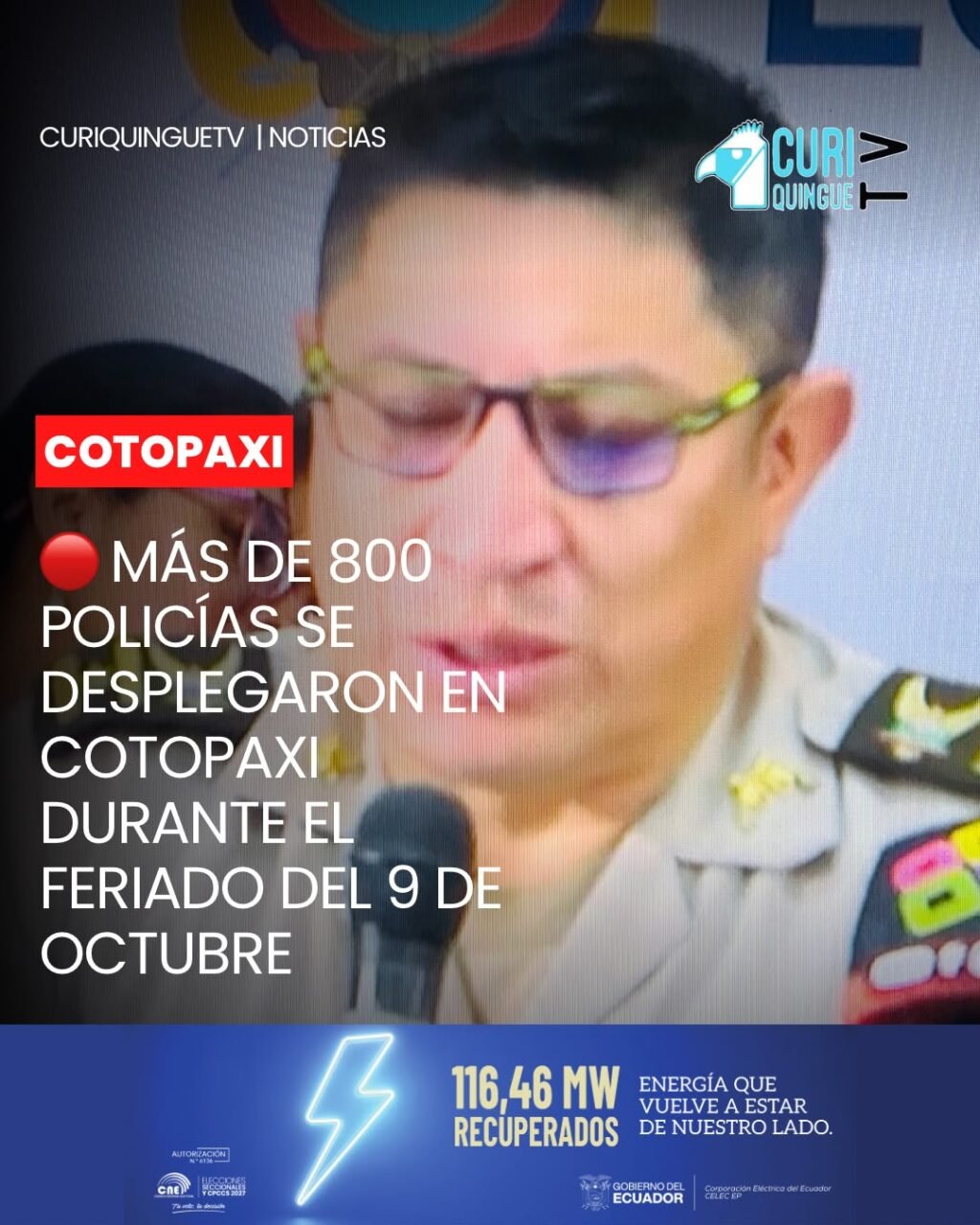 #Cotopaxi | La Policía Nacional, a través de la Subzona de Policía Cotopaxi, dio a conocer los resultados de los operativos ejecutados durante el feriado del 9 de Octubre, en el marco del dispositivo de seguridad desplegado a escala nacional.