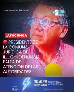 📍 #Latacunga | El presidente de la comuna jurídica de Illuchi, ubicada en la parroquia Belisario Quevedo, manifestó su preocupación por la falta de atención que, según indicó, enfrenta este sector por parte de la Prefectura de Cotopaxi, el Municipio de Latacunga y el Gobierno Autónomo Descentralizado Parroquial.