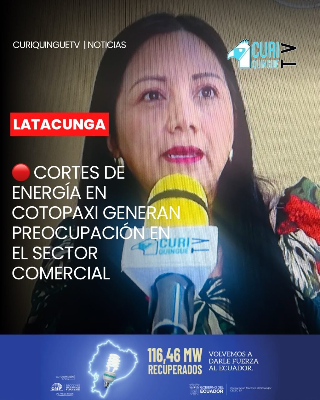 📍 #Latacunga | Los cortes de energía registrados en la provincia de Cotopaxi los días 13 y 14 de octubre afectaron a distintos sectores y actividades económicas.