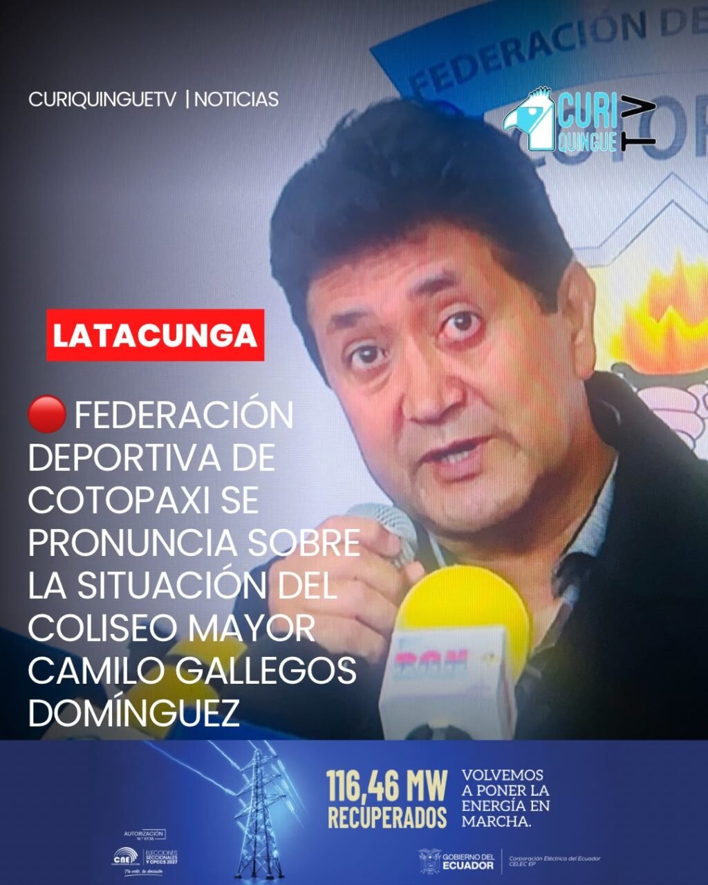 📍 #Latacunga | La Federación Deportiva de Cotopaxi dio a conocer la situación actual del Coliseo Mayor Camilo Gallegos Domínguez, escenario deportivo cuya administración o responsabilidad estaría a cargo de esta institución, según manifestó su presidente.