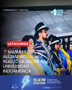 🎭 Como parte de los preparativos para la celebración de la Capitanía de la Santísima Tragedia de la Mama Negra 2026, el personaje del Ángel de la Estrella, Alejandro Fabara, realizó el tradicional pedido de jocha a la Universidad Tecnológica Indoamérica.