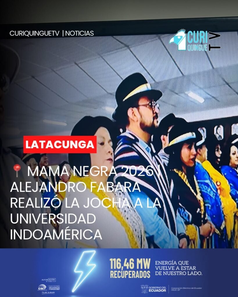 🎭 Como parte de los preparativos para la celebración de la Capitanía de la Santísima Tragedia de la Mama Negra 2026, el personaje del Ángel de la Estrella, Alejandro Fabara, realizó el tradicional pedido de jocha a la Universidad Tecnológica Indoamérica.