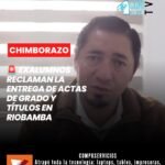 📍 Una delegación de exalumnos del Centro de Formación Artesanal acudió al Municipio de Riobamba en busca de respuestas, debido a que, según su reclamo, llevan más de un año esperando la entrega de sus actas de grado y títulos debidamente refrendados, pese a haber culminado sus estudios.