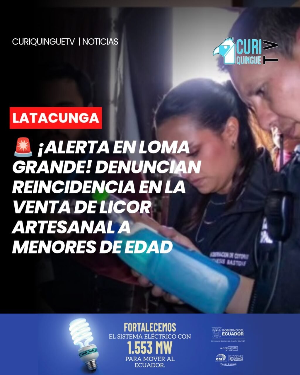 📍 Un local ubicado en el sector de Loma Grande, en Latacunga, habría reincidido en la venta de licor artesanal a estudiantes de entre 15 y 17 años.